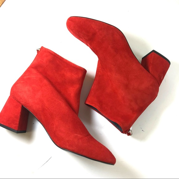 TOPSHOP women red suede back zip booties NWOT, 6,5 - Picture 5 of 10